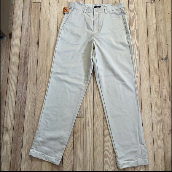 dockers khaki flat front pants size 10m business casual chino dress slacks - Picture 1 of 7